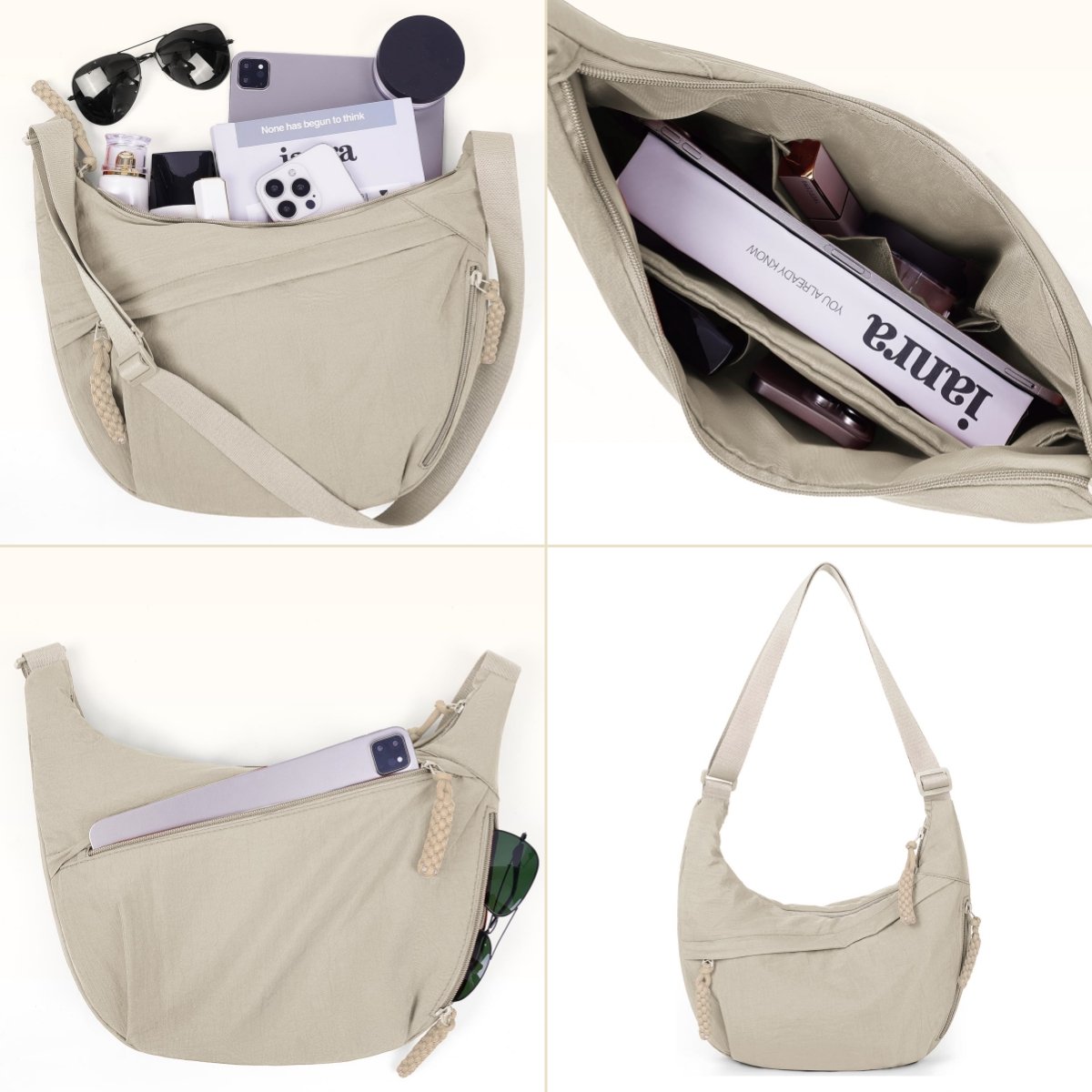 Nylon Crossbody Hobo Tasche | Geräumig & Stylisch | Verstellbarer Gurt | 50 % Rabatt