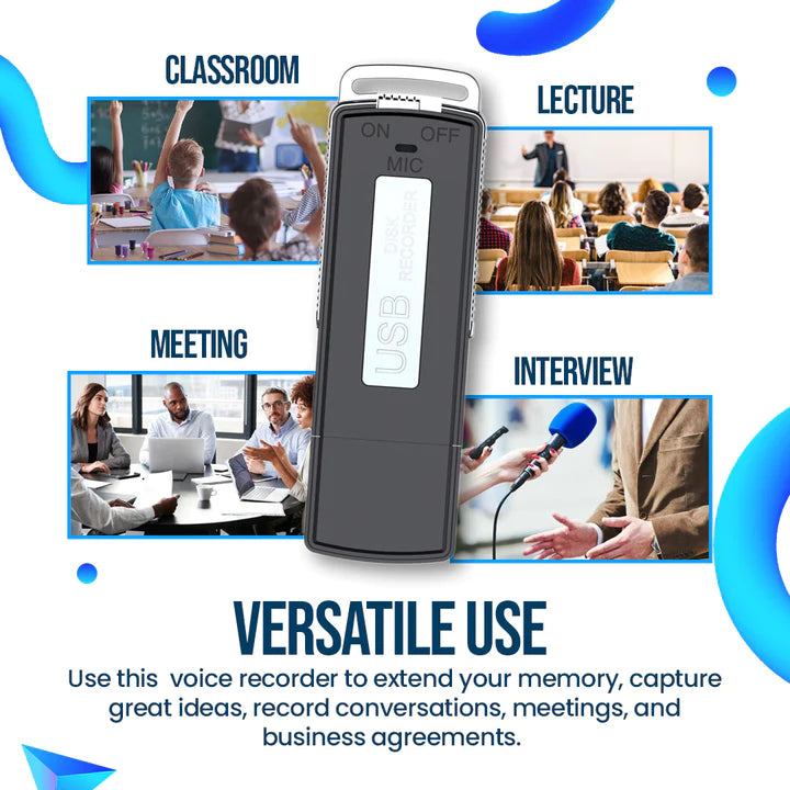 USB Sprachrekorder | Getarntes Design | Rauschunterdrückung | 8h Aufnahmezeit