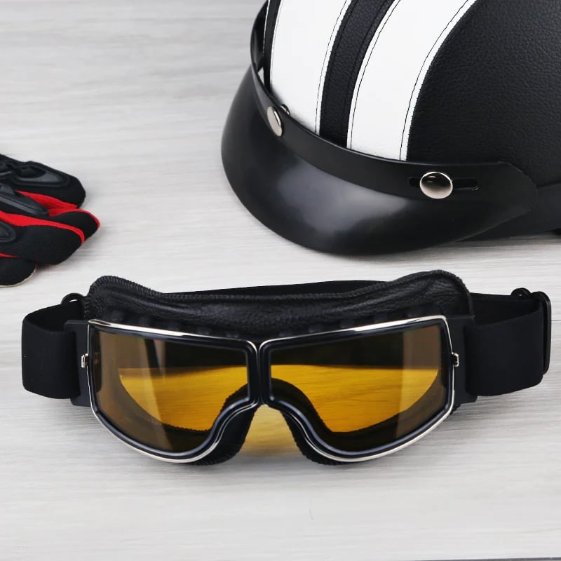 RetroGoggles Vintage Motorradbrille | UV-Schutz | Stoßfest & Verstellbar | 50% Rabatt