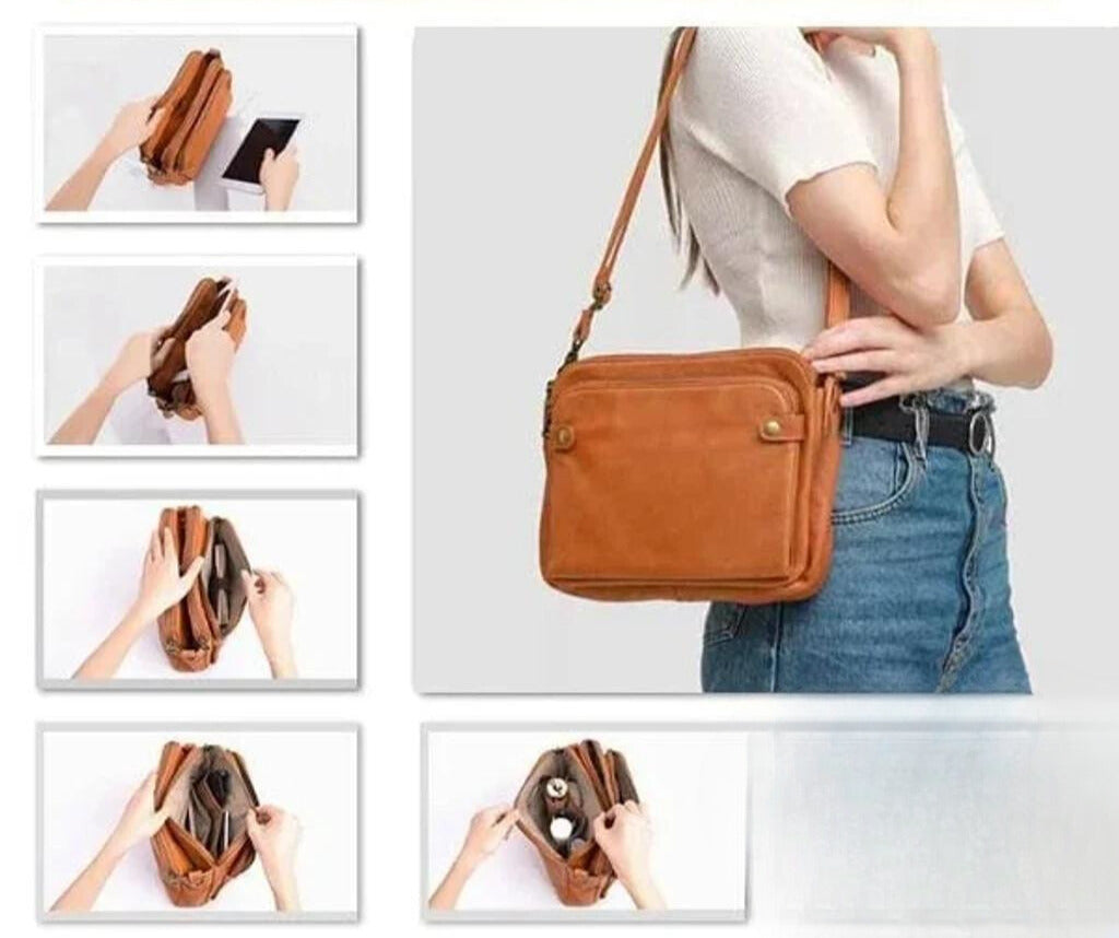 Tara's Multifunktionale Lederschultertasche & Clutch