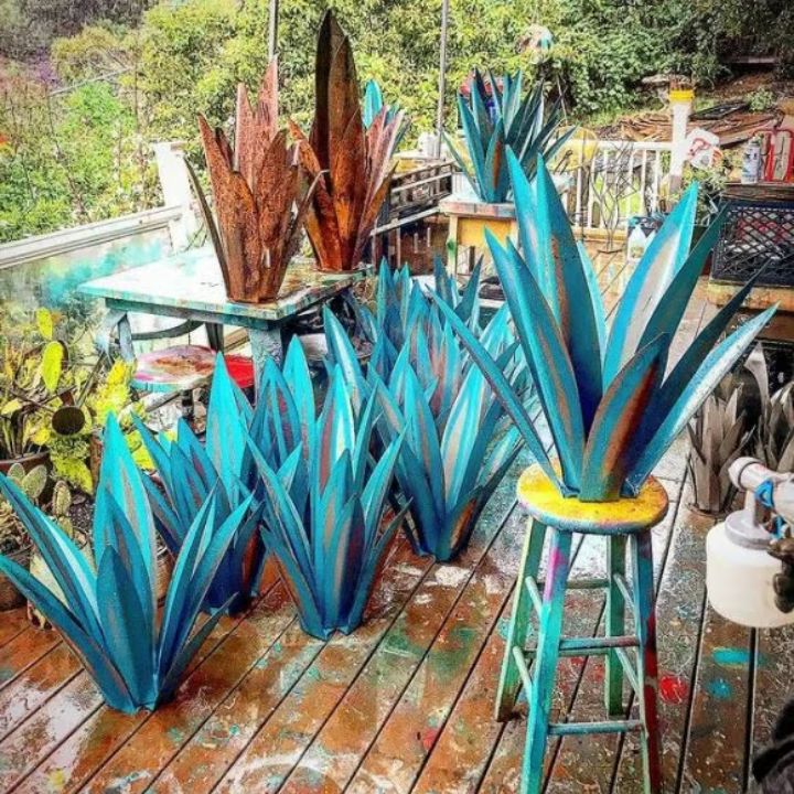 Metall Agave Pflanze | Anti-Rost | Wetterfest | Lebendige Garten Dekoration