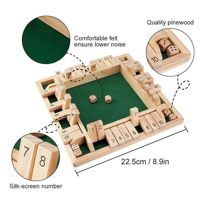 Shut the Box Holzspiel – Traditionelles Würfelspiel für Kinder & Erwachsene