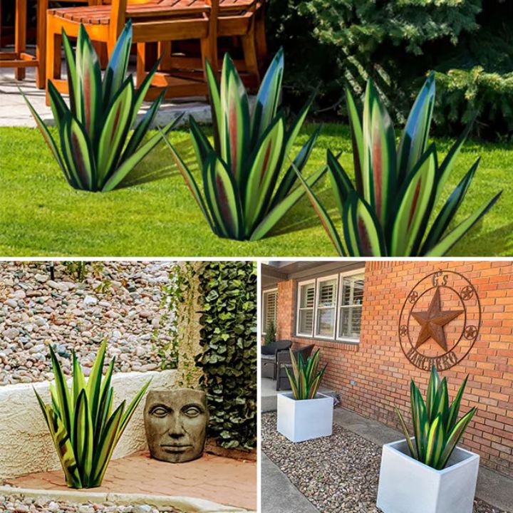 Metall Agave Pflanze | Anti-Rost | Wetterfest | Lebendige Garten Dekoration