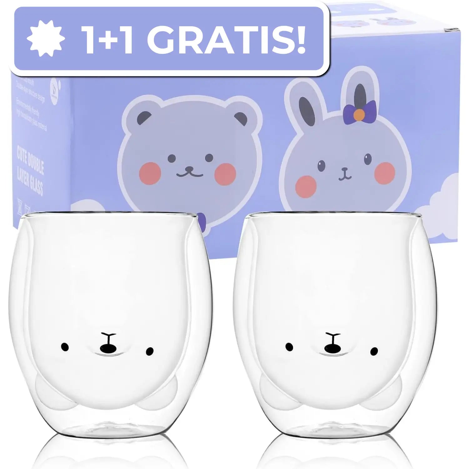 1+1 Gratis | HugMug™ - Niedlicher Bär Doppelwandiger Glasbecher