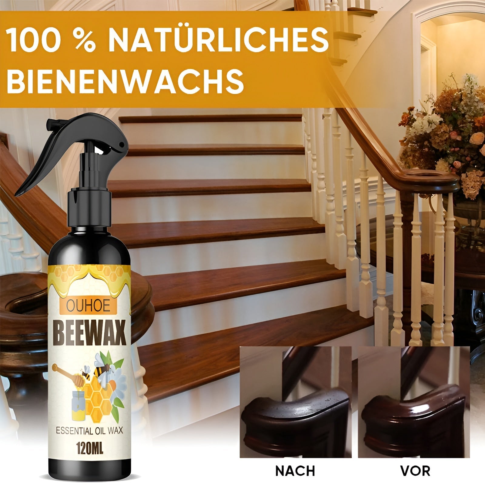 HolzGlanz 120 ML - Bienenwachsspray | 1+1 GRATIS
