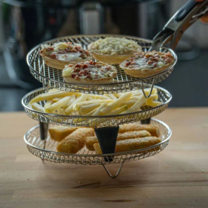 StapelFryer | Stapelbares Edelstahl-Luftfritiergestell-Set (3 Stück)
