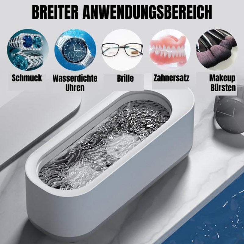Gleamify Ultraschallreiniger | 360° Tiefenreinigung | Für Schmuck & Brillen | Tragbar