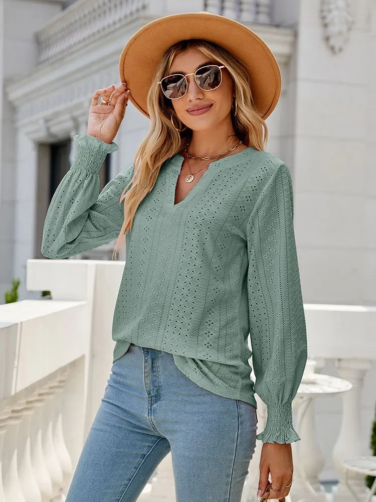 Élisabeth™ - Elegante Bluse mit V-Ausschnitt