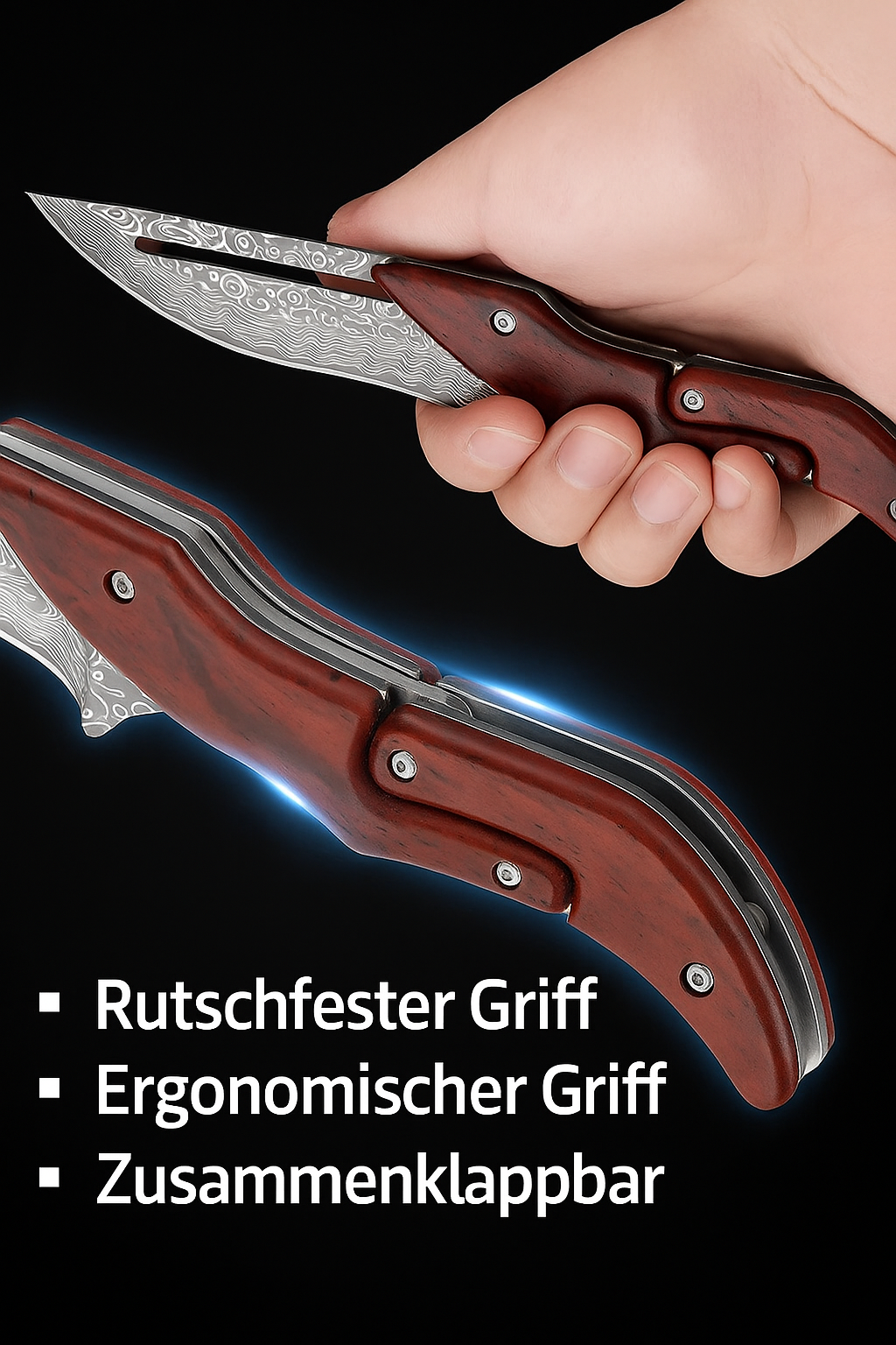 BladeCraft – Handgeschmiedetes Klappmesser aus Damaststahl