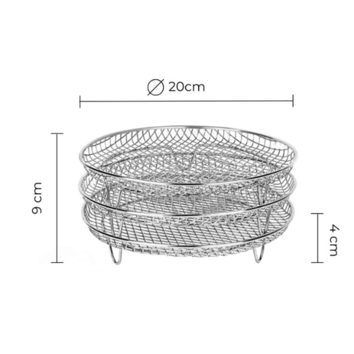 StapelFryer | Stapelbares Edelstahl-Luftfritiergestell-Set (3 Stück)