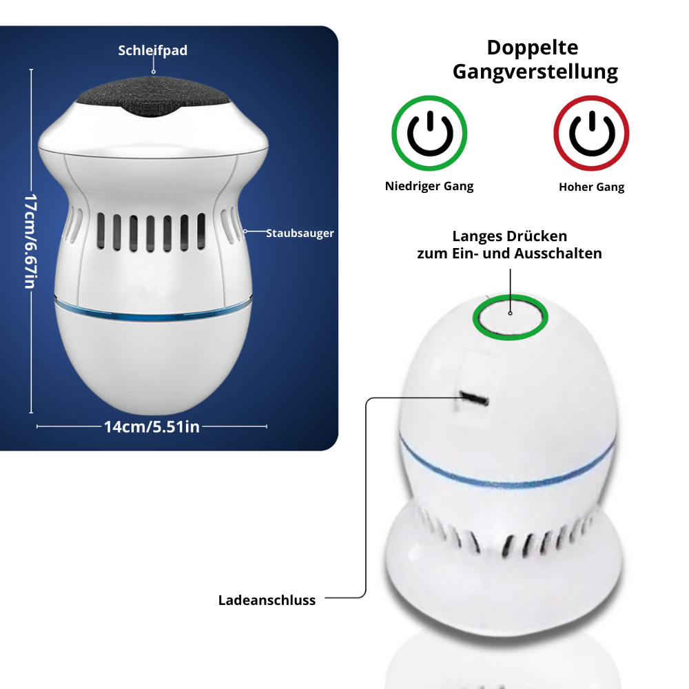 Elektrisches Schleifen | Elektrischer Hornhautentferner mit Vakuumfunktion