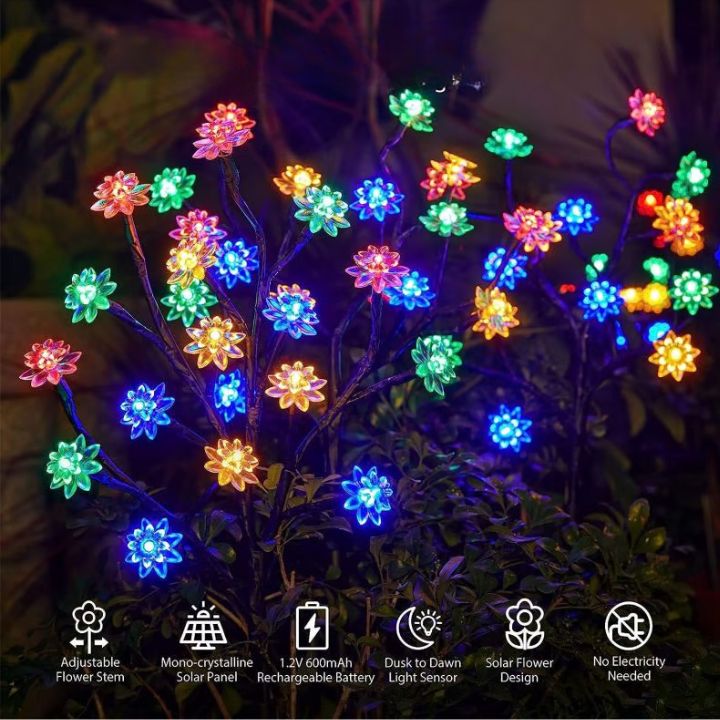 Solar-Kirschblütenlichter | Wasserdichte LED-Deko für draußen