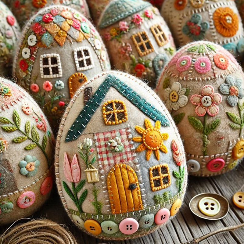 1+1 Gratis | EggCraft™ Patchwork-Filz-Eierhaus-DIY-Kit