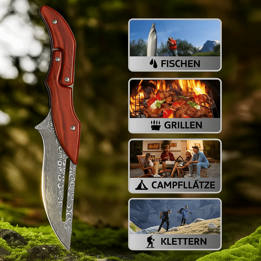 BladeCraft – Handgeschmiedetes Klappmesser aus Damaststahl