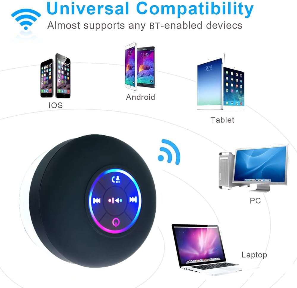 Wasserfester Bluetooth-Duschlautsprecher – Superstarkem Wand-Saugnapf