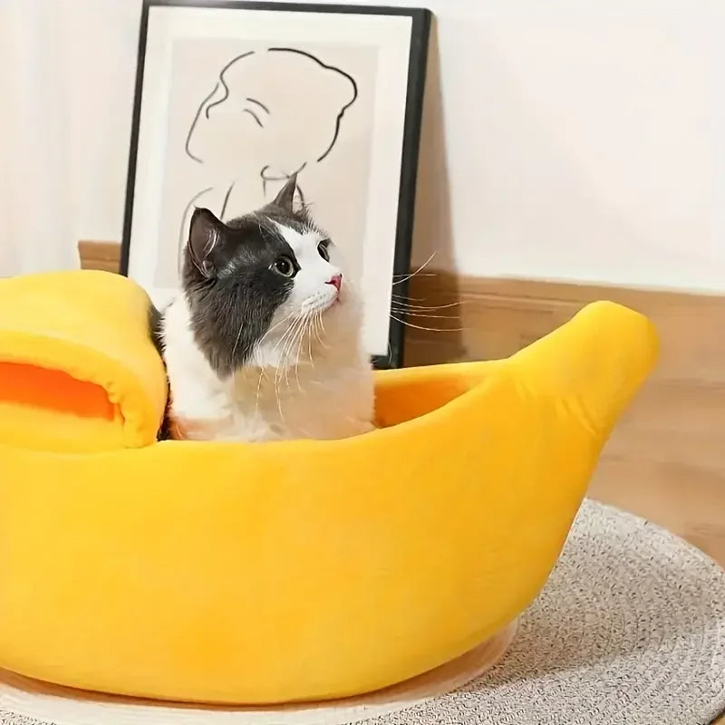 das kuschelige bananenförmige Bett für Ihren pelzigen Freund!