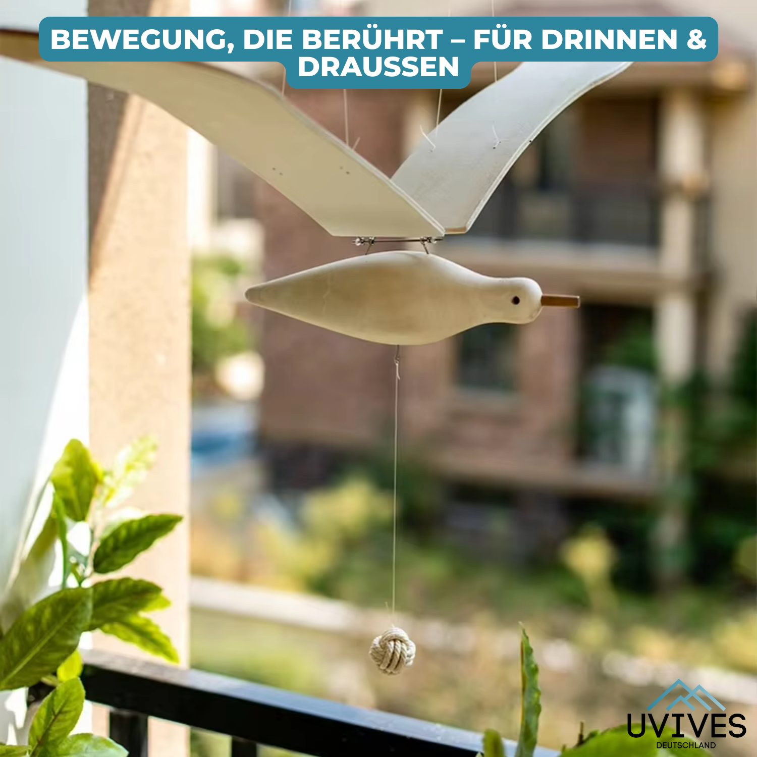 SkyGull™ – Handgeschnitzte Möwe mit flatternden Flügeln