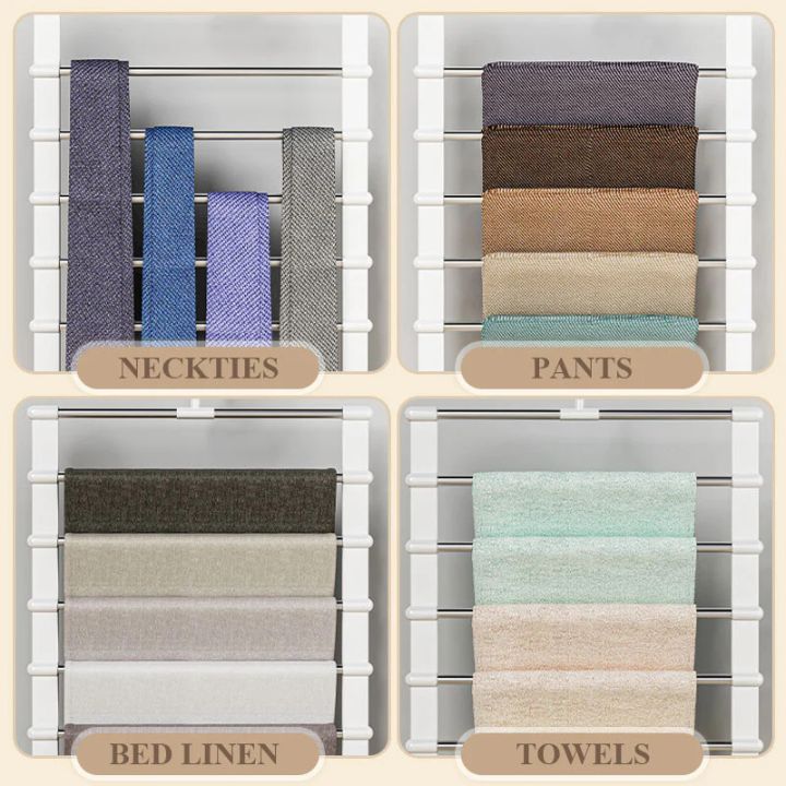 Hosenbügel Edelstahl | 7-Stangen Platzsparend | Rutschfest & Faltbar | Für Perfekte Ordnung