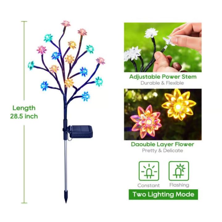 Solar-Kirschblütenlichter | Wasserdichte LED-Deko für draußen