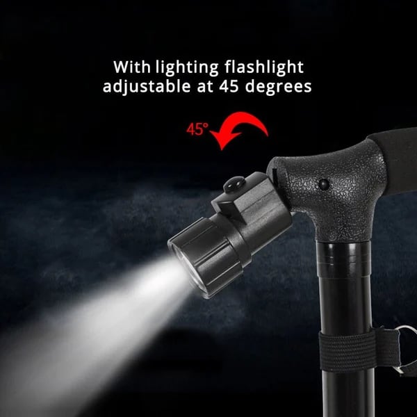 LumiCane™ | Gehstock | Faltbar & Rutschfest | Mit LED-Licht | Höhenverstellbar