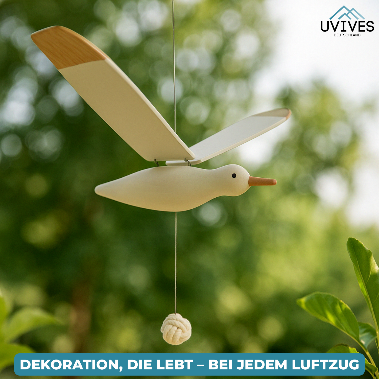 SkyGull™ – Handgeschnitzte Möwe mit flatternden Flügeln