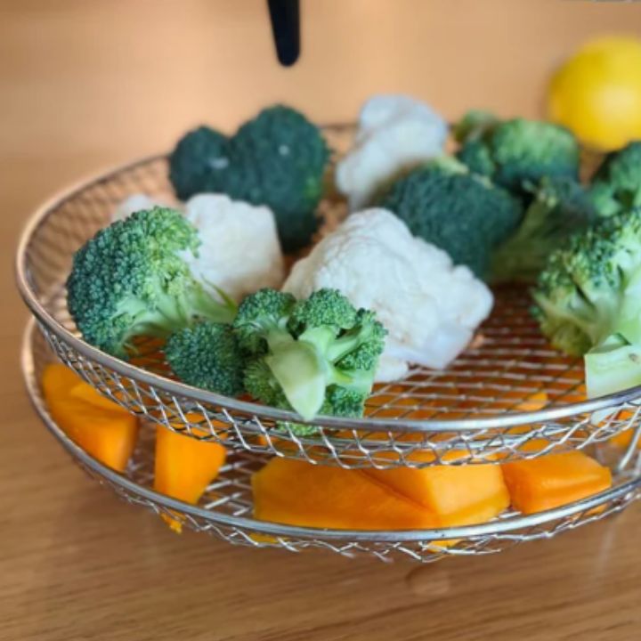 StapelFryer | Stapelbares Edelstahl-Luftfritiergestell-Set (3 Stück)