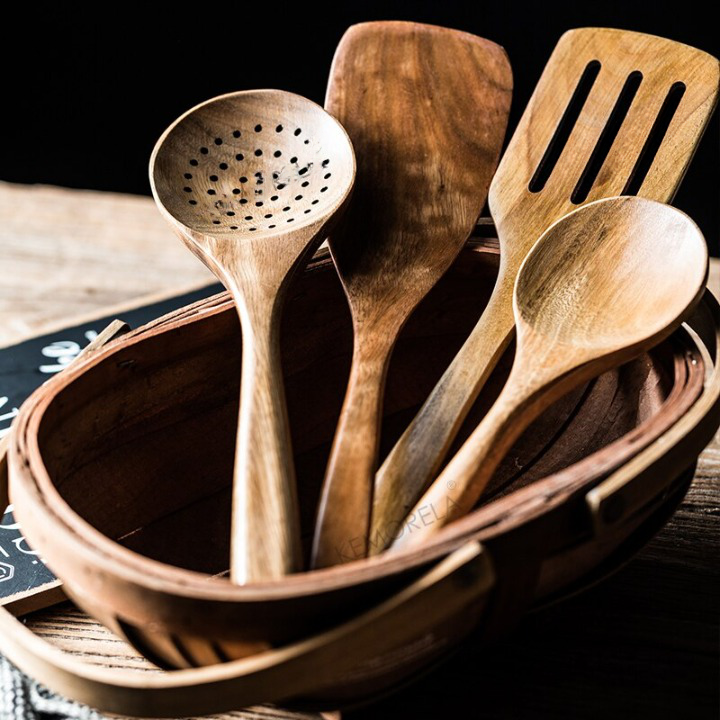 LuxKitchen™ Teakholz Utensilien Set