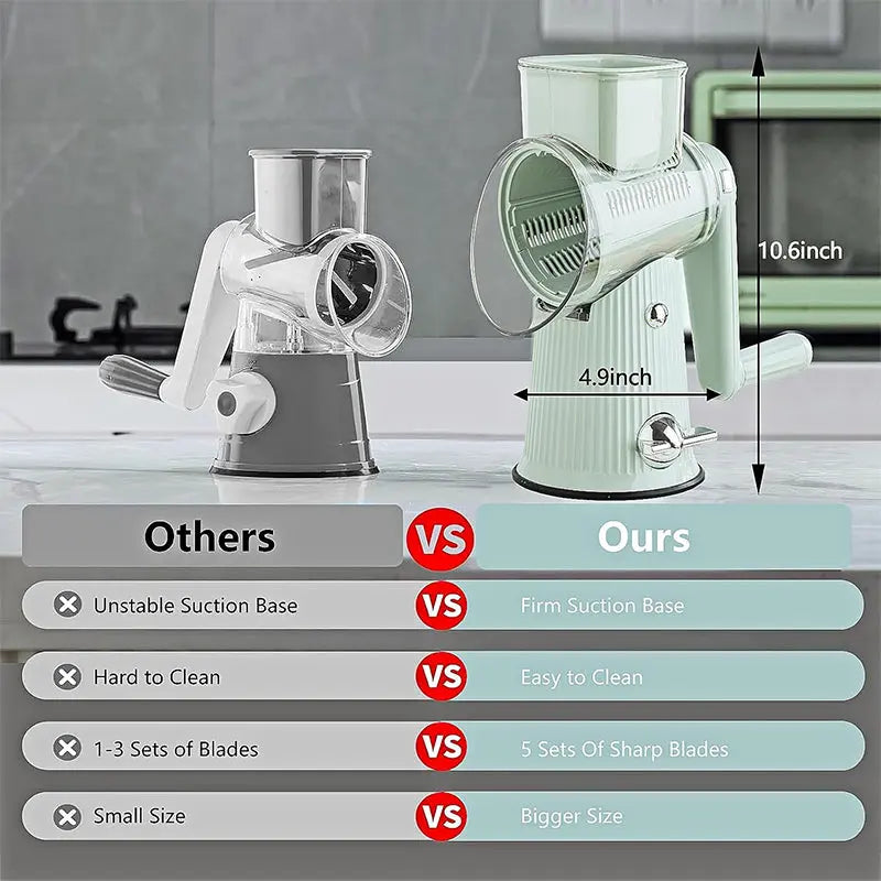 SliceMate™ | 5-in-1 Dreh-Mandoline Schneidegerät für knusprige, gesunde Gemüsesnacks