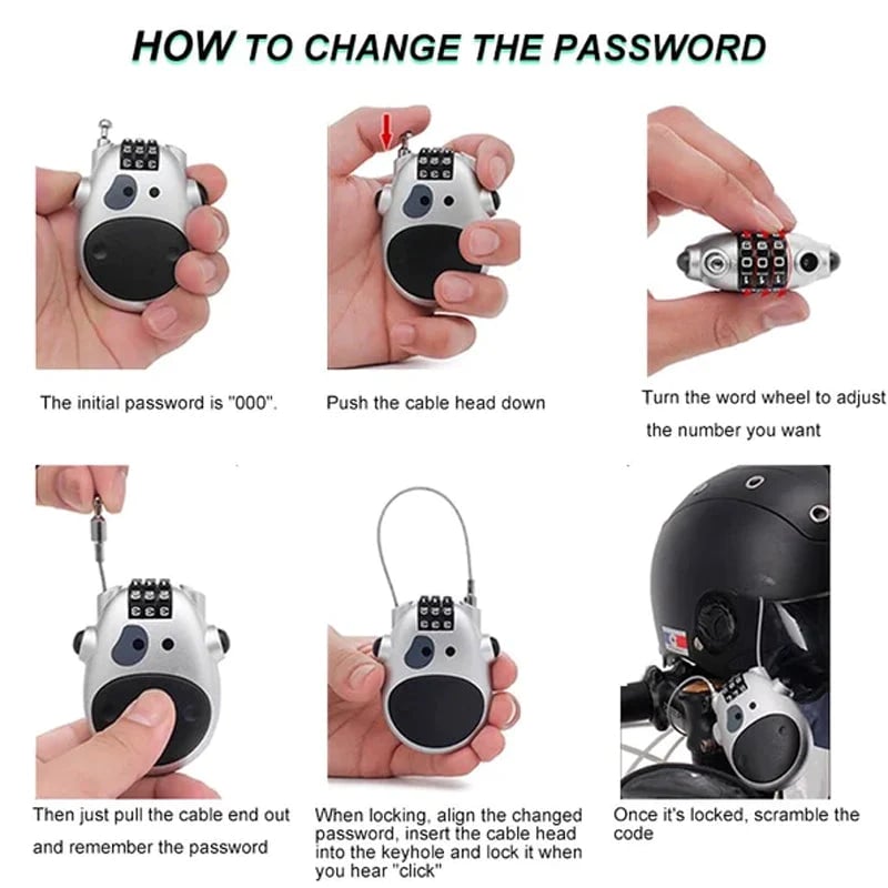 Teleskop-Drahtschloss | Kompaktes Zahlenschloss | Für Fahrrad, Helm & Gepäck | Leicht & Diebstahlsicher