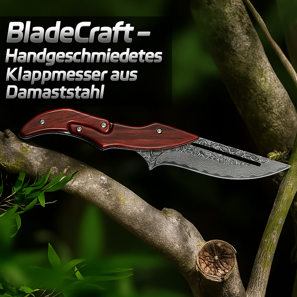 BladeCraft – Handgeschmiedetes Klappmesser aus Damaststahl