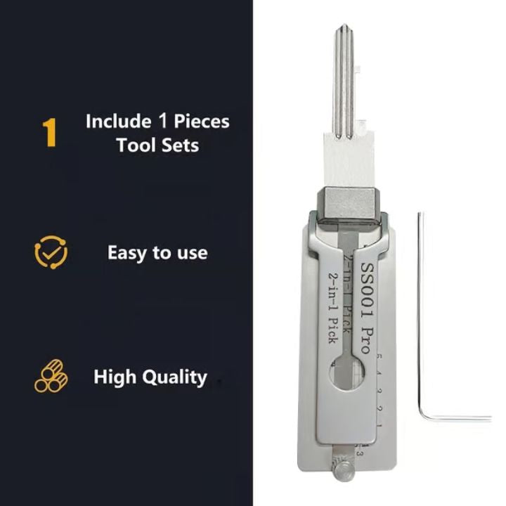 Edelstahl Decoder Werkzeug | 2-in-1 Lockpick & Decoder | Schlosserbedarf
