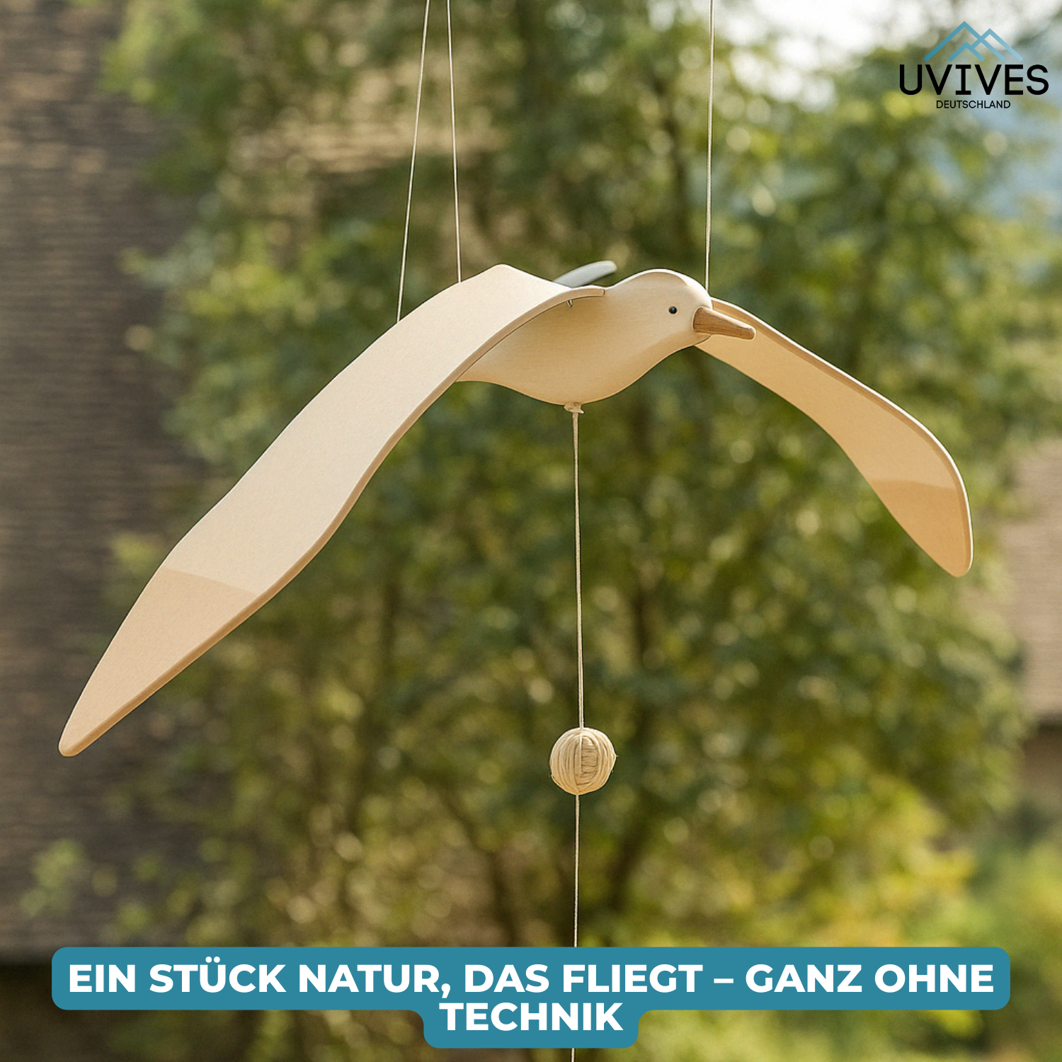 SkyGull™ – Handgeschnitzte Möwe mit flatternden Flügeln