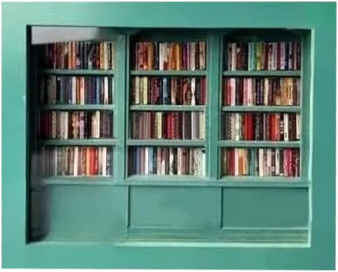 Calmify™ Miniatur-Bücherregal | Stressabbau | 200 Minibücher | Holzdesign