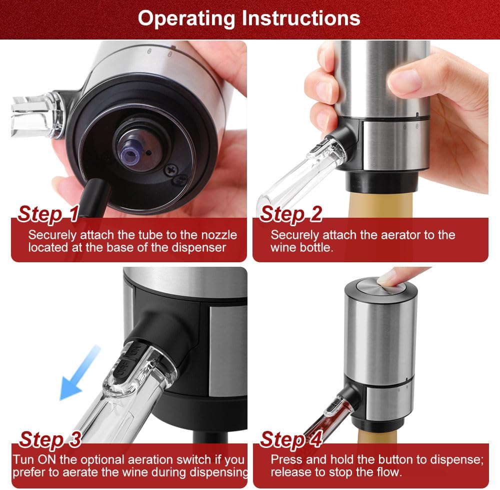 Weinbelüfter 3-in-1 | AeriBlend™ Aufbewahrung & Spender | Elegantes Design | Einfach per Knopfdruck