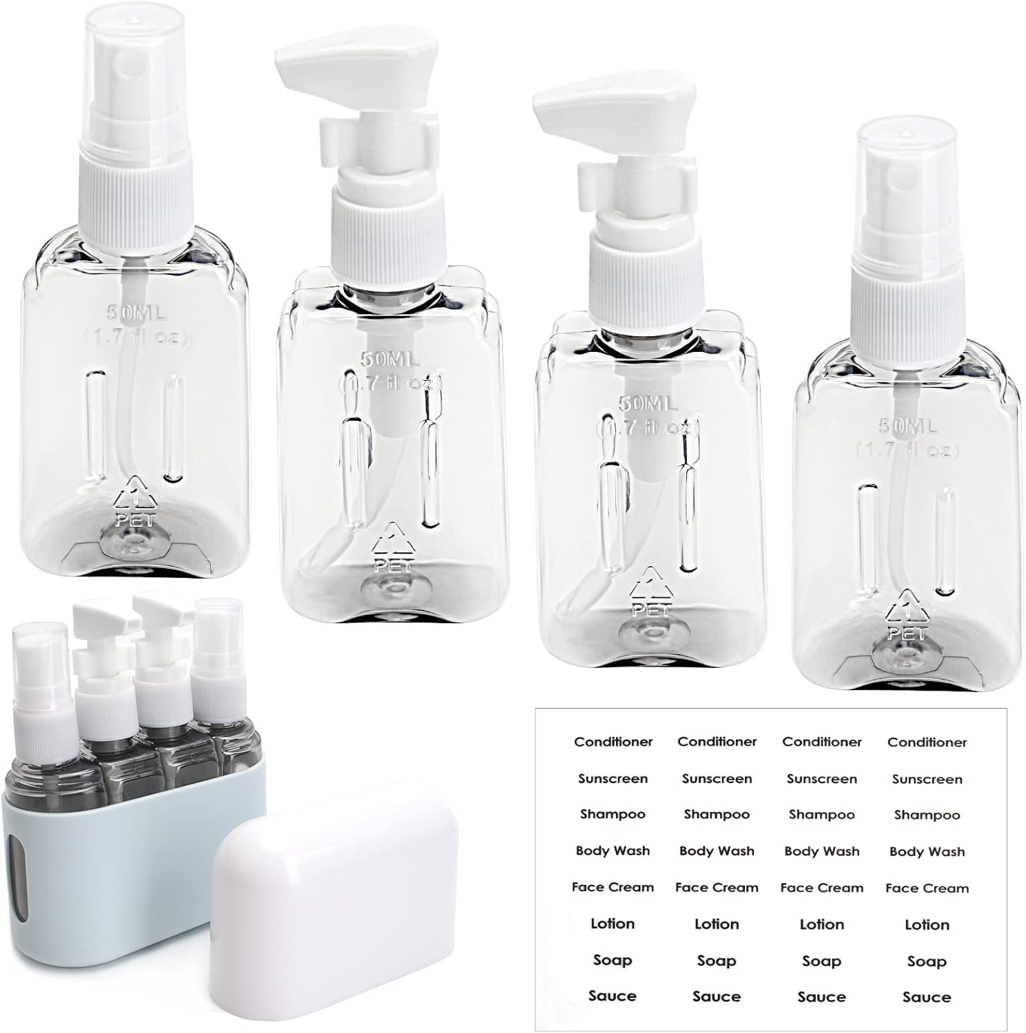 4 Pack Reiseflaschen 50ml Auslaufsicheres Gel-Shampoo