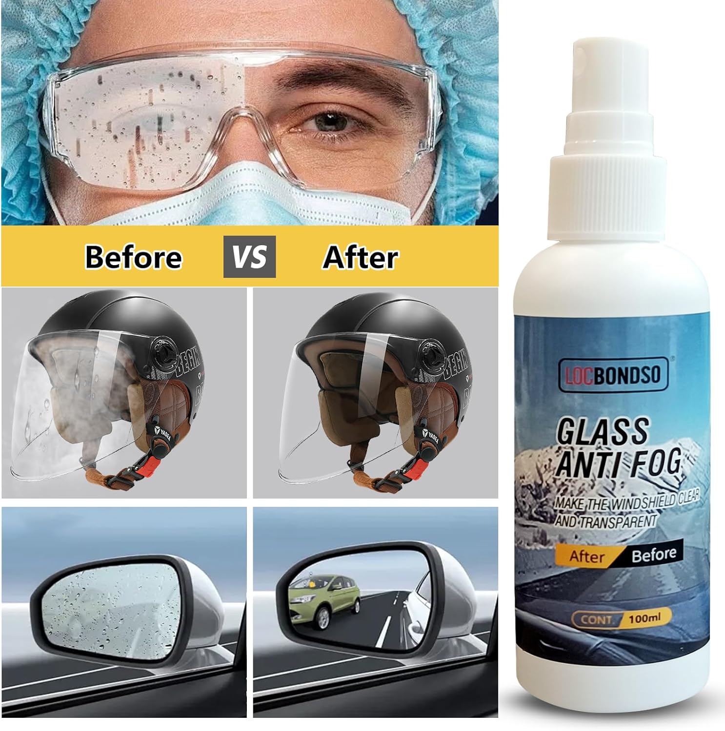 ClearView™ – Multifunktionales Antibeschlagspray für Brillen, Autowindschutzscheiben, Schwimmbrillen