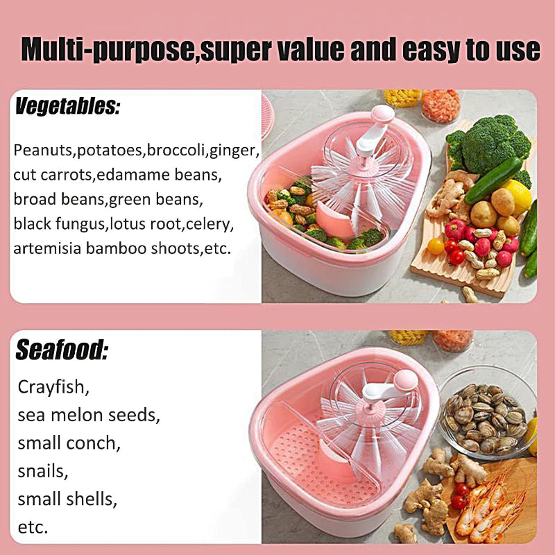 VeggiCleanse™ | Vollständige Sauberkeit mit 360°-Drehung und praktischem Abtropfkorb