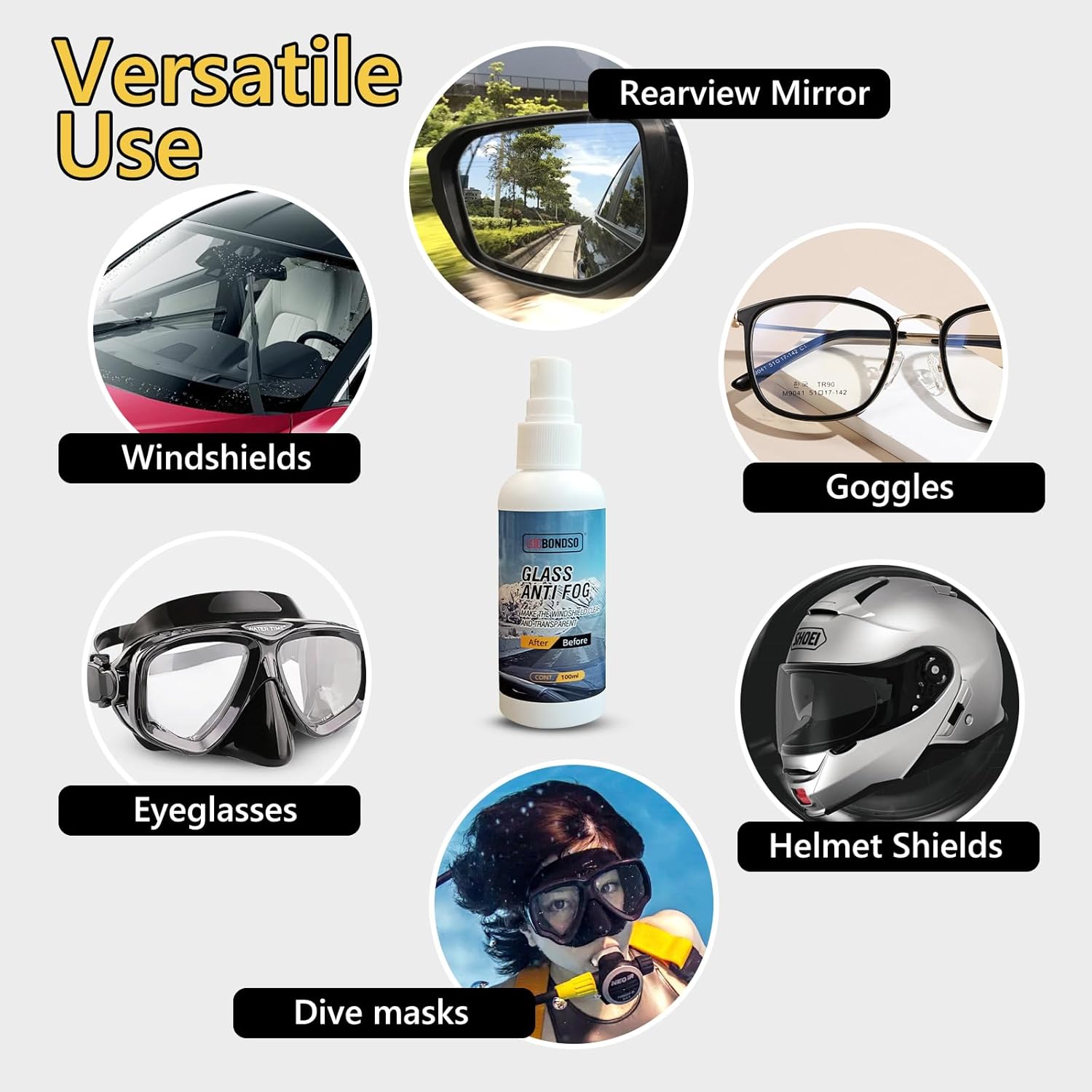 ClearView™ – Multifunktionales Antibeschlagspray für Brillen, Autowindschutzscheiben, Schwimmbrillen