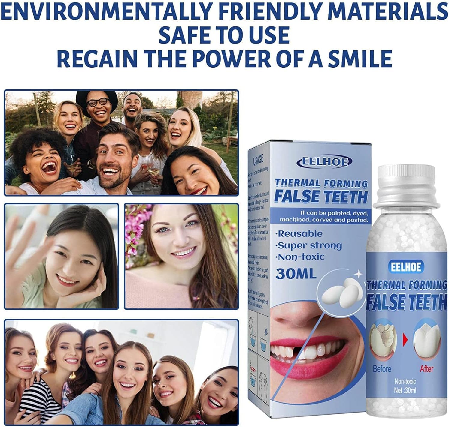 SmileRight Zahnreparatur Set | Sofort Zahnlücken Füllen | Natürliche Farbe | 1+1 Gratis