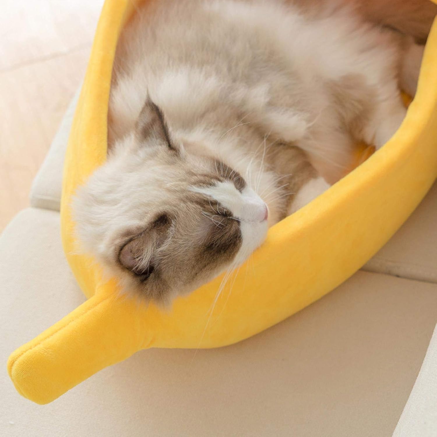 Lustige Banane Katze Bett Haus niedlich kuschelig Katze Matte Betten warm langlebig