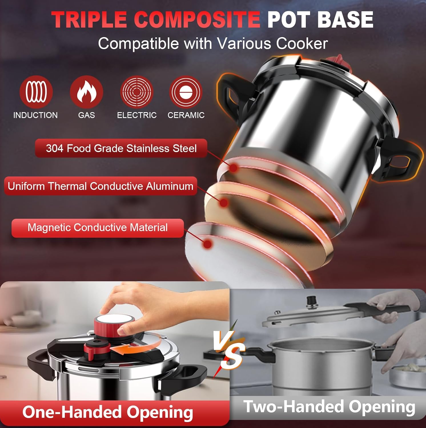 Schnellkochtopf | Edelstahl Pressure Cooker | 4L Kapazität | 50 % Rabatt