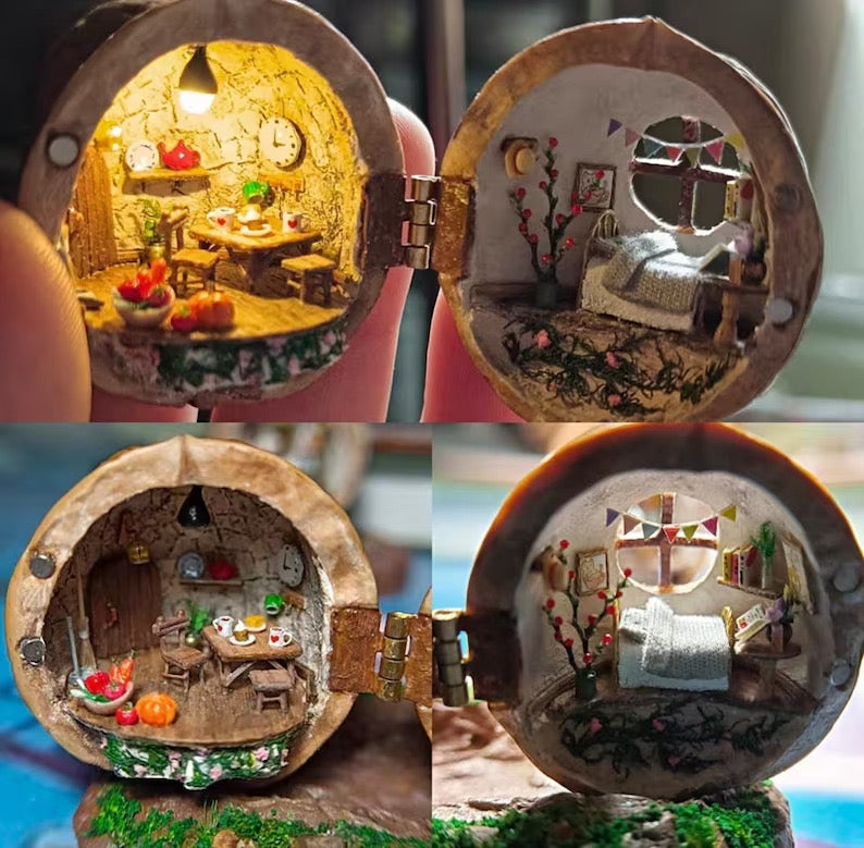 WalnutCharm - Handgemachtes Walnussschalen-Puppenhaus | 50% RABATT