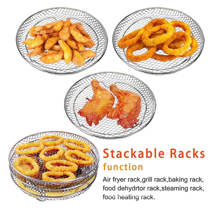 StapelFryer | Stapelbares Edelstahl-Luftfritiergestell-Set (3 Stück)