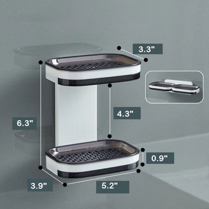 Wandmontierte Doppel-Abfluss-Seifenschale