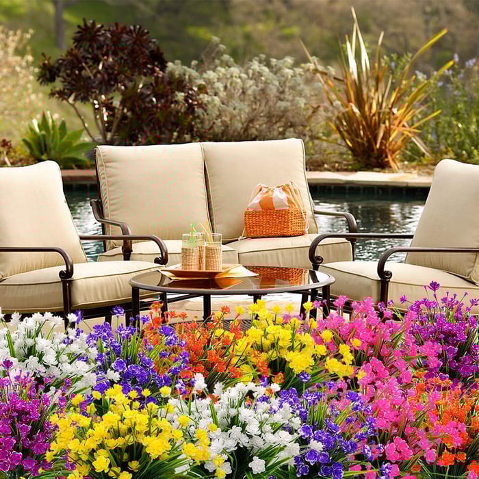 Pflegeleichte künstliche Outdoor-Blumen – Naturgetreu und UV-beständig (7er-Pack)