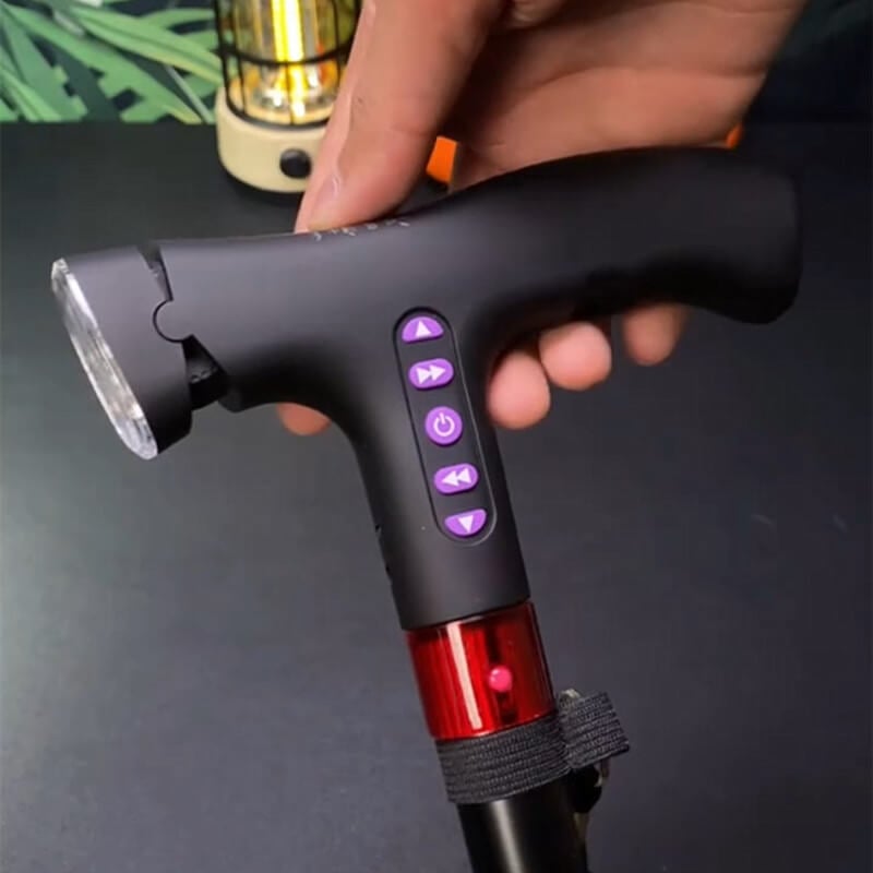 SmartCane™ Intelligenter Gehstock | Sturzalarm, LED-Licht & Radio | Höhenverstellbar