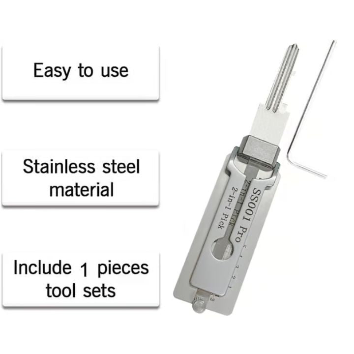 Edelstahl Decoder Werkzeug | 2-in-1 Lockpick & Decoder | Schlosserbedarf