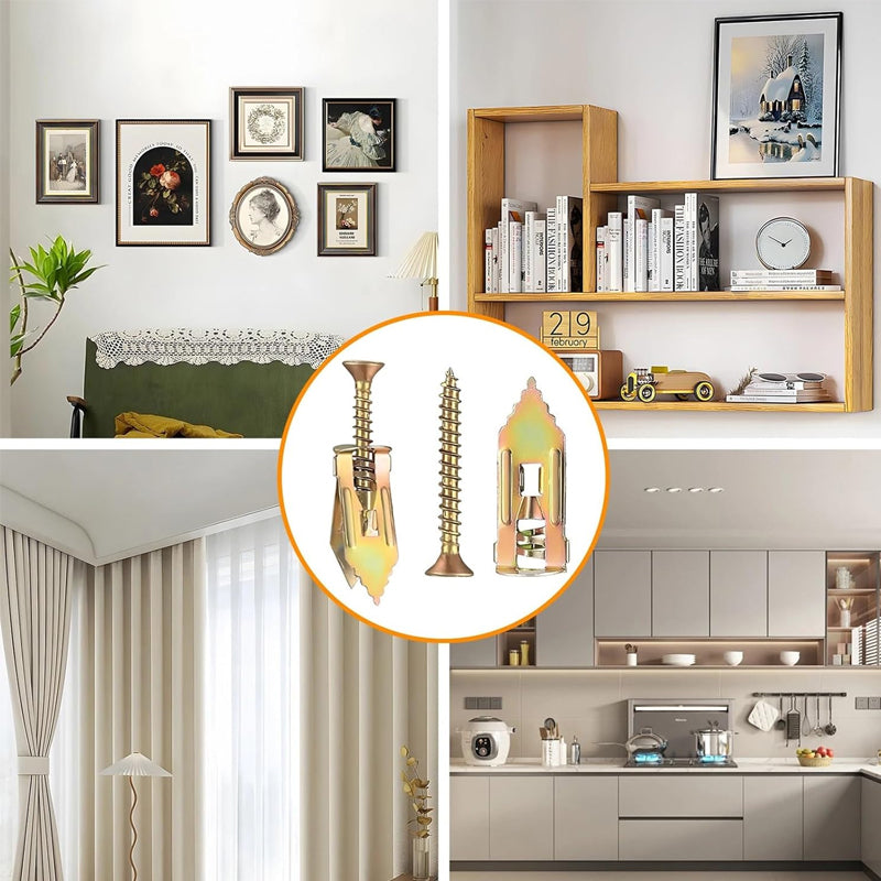 FixSecure - Spreizdübel für Trockenbau + hochfeste Zinkschrauben (100er-Pack)