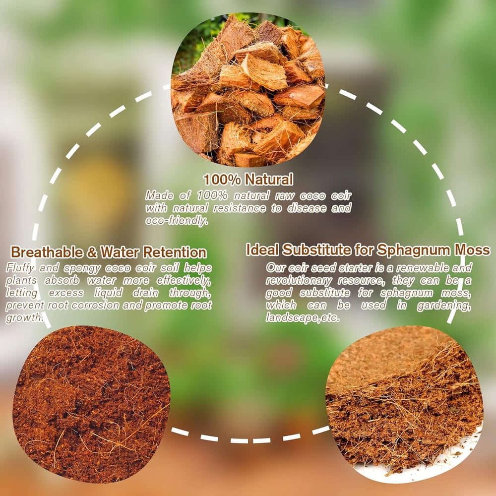 2+1 GRATIS |Premium Bio-Kokoserde Ziegel – Natürliches Pflanzenwachstum fördern