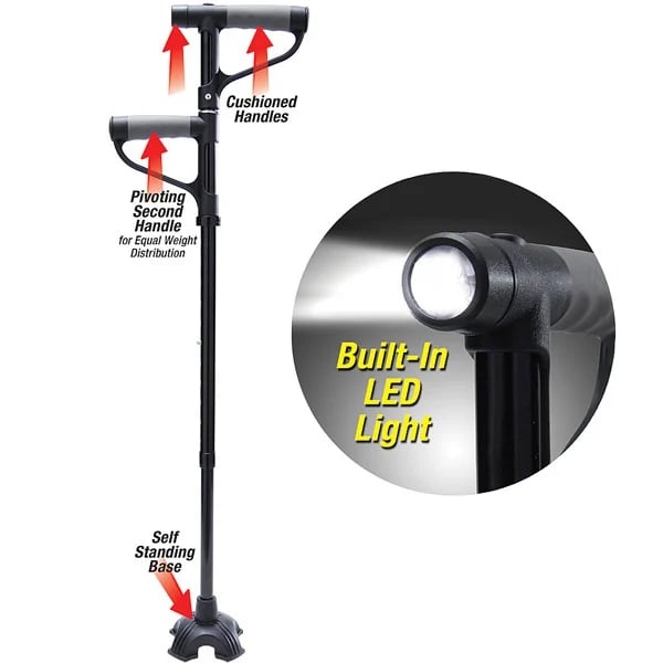 LumiCane™ | Gehstock | Faltbar & Rutschfest | Mit LED-Licht | Höhenverstellbar